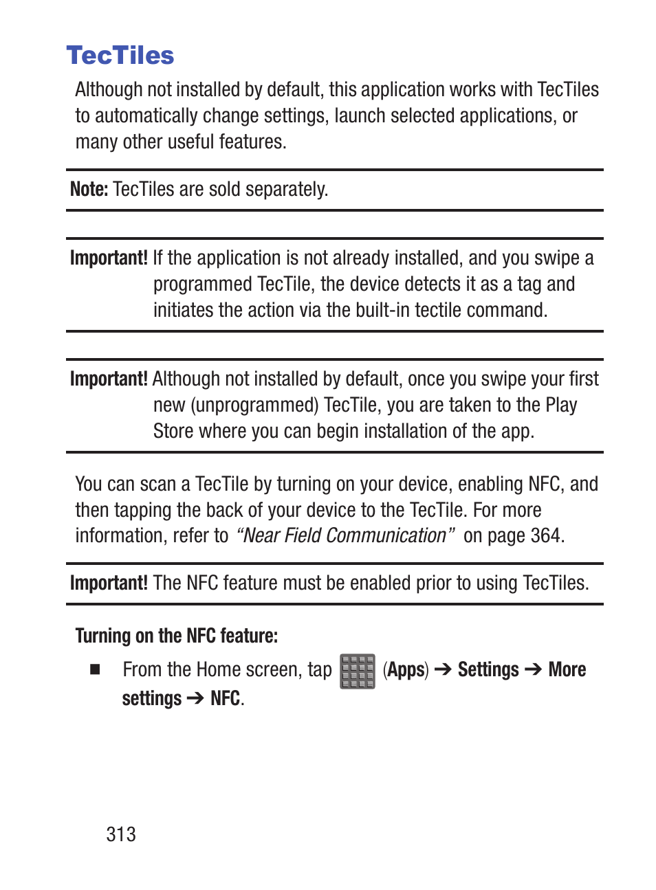 Tectiles | Samsung SCH-S960RWBTFN User Manual | Page 318 / 513
