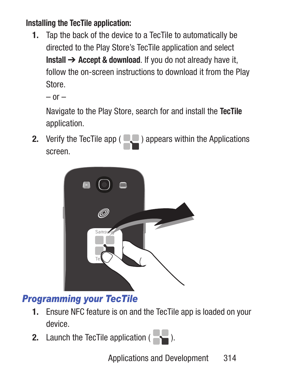 Programming your tectile | Samsung SCH-S960RWBTFN User Manual | Page 319 / 513