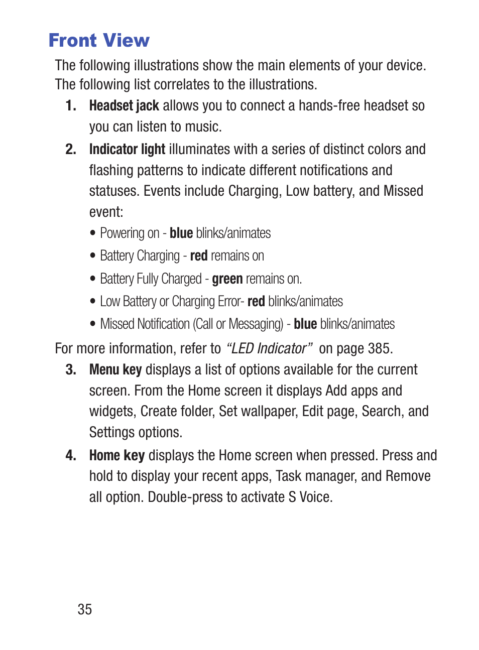 Front view | Samsung SCH-S960RWBTFN User Manual | Page 40 / 513