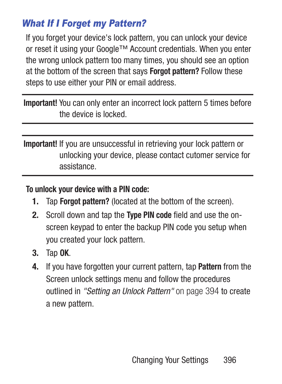 What if i forget my pattern | Samsung SCH-S960RWBTFN User Manual | Page 401 / 513