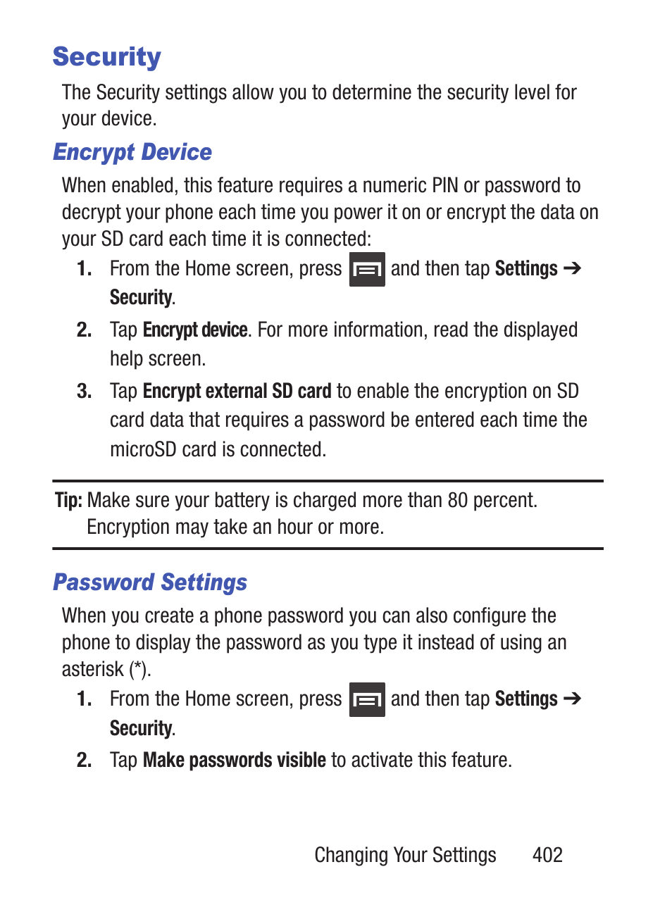 Security | Samsung SCH-S960RWBTFN User Manual | Page 407 / 513