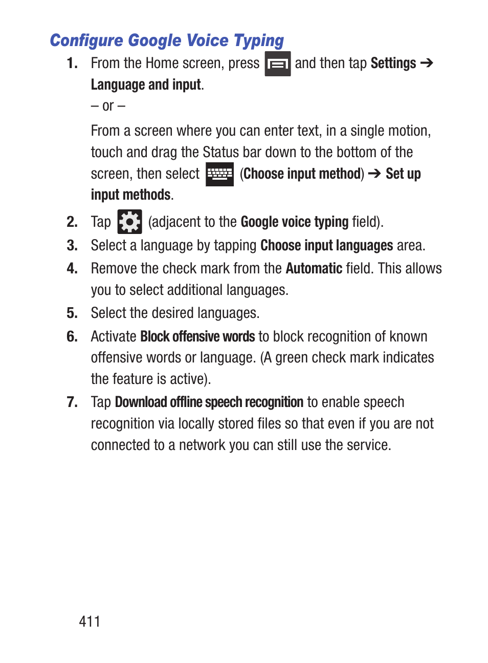 Configure google voice typing | Samsung SCH-S960RWBTFN User Manual | Page 416 / 513