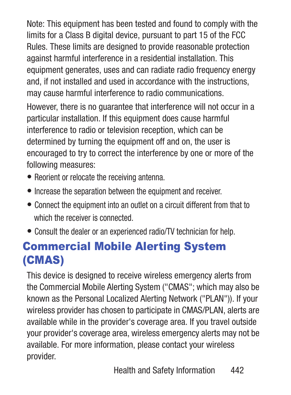 Commercial mobile alerting system (cmas) | Samsung SCH-S960RWBTFN User Manual | Page 447 / 513