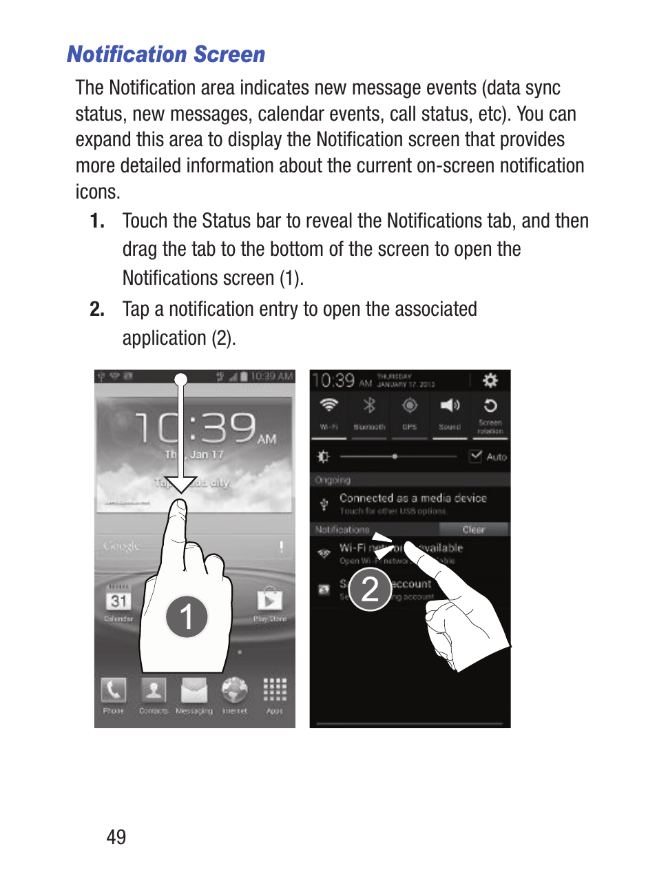 Notification screen | Samsung SCH-S960RWBTFN User Manual | Page 54 / 513