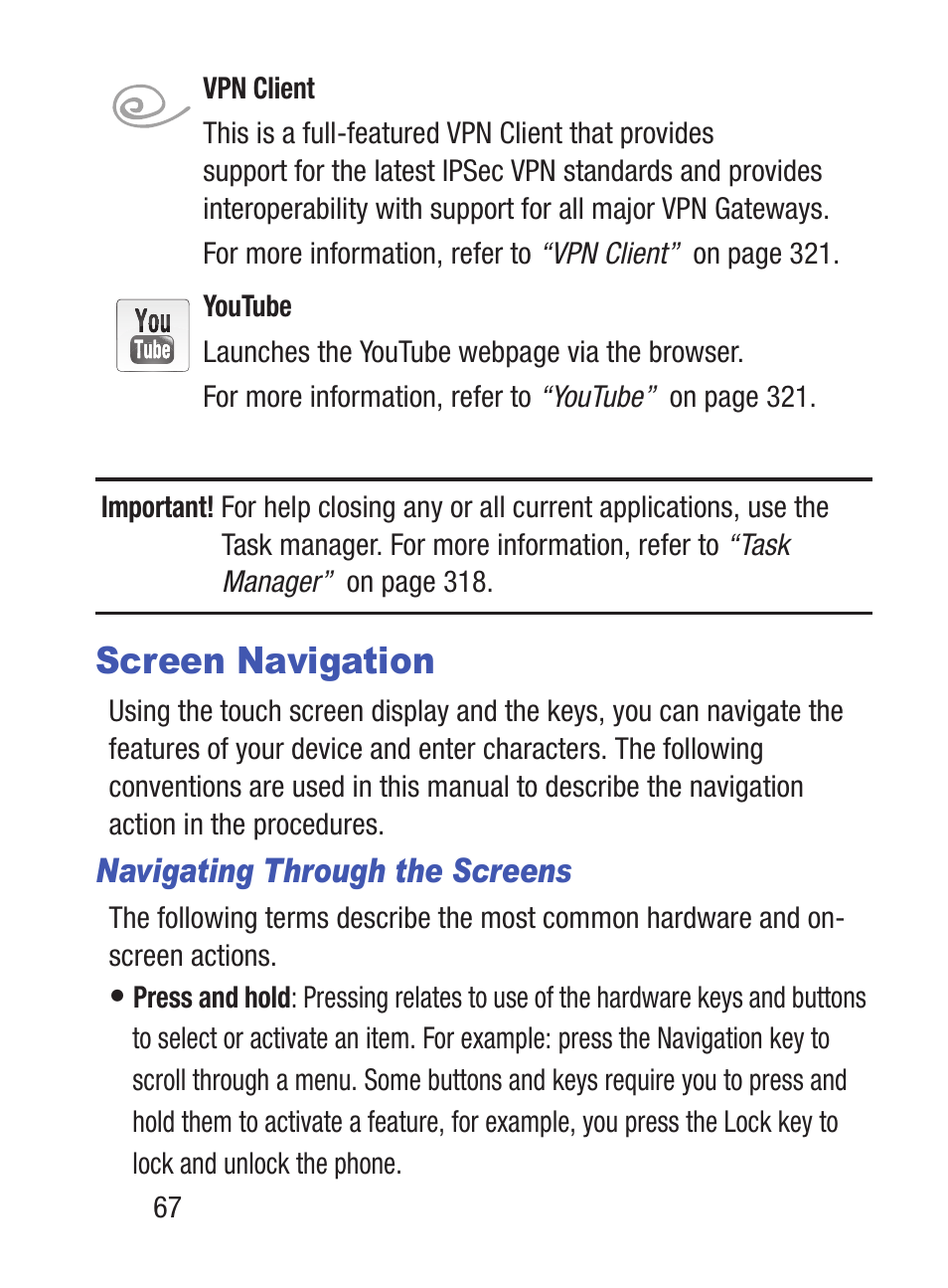 Screen navigation | Samsung SCH-S960RWBTFN User Manual | Page 72 / 513