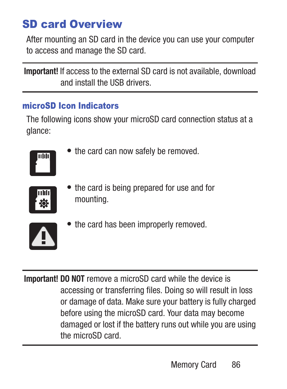 Sd card overview | Samsung SCH-S960RWBTFN User Manual | Page 91 / 513