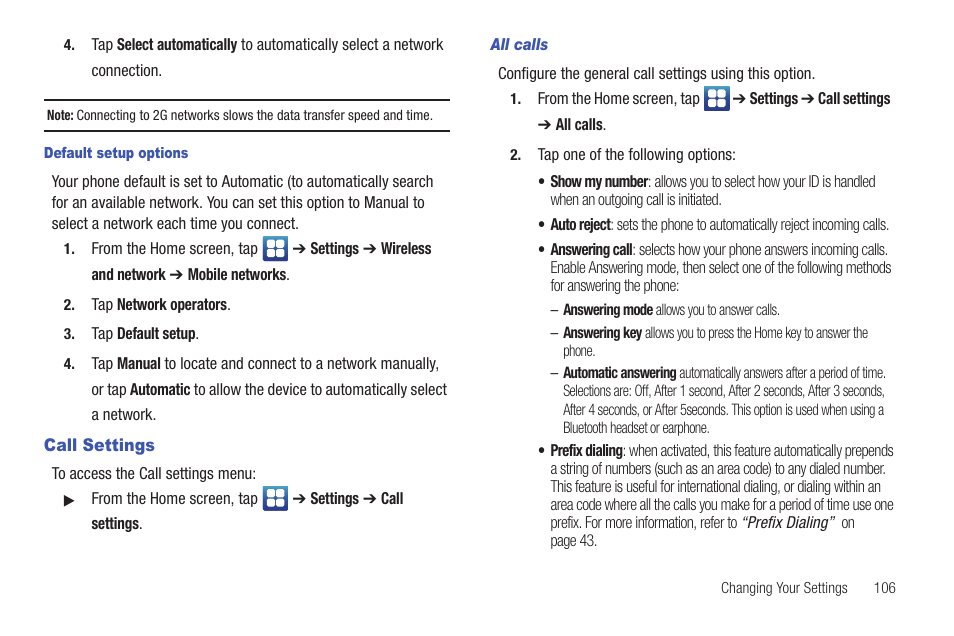 Call settings | Samsung SGH-I997ZKAATT User Manual | Page 111 / 205