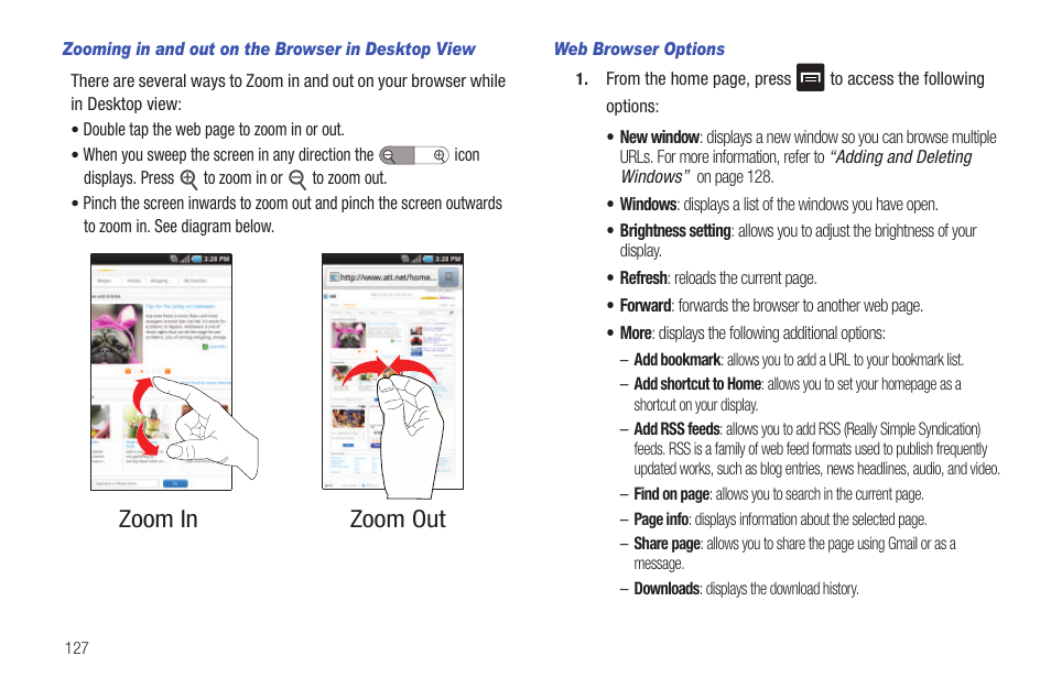 Zoom in zoom out | Samsung SGH-I997ZKAATT User Manual | Page 132 / 205