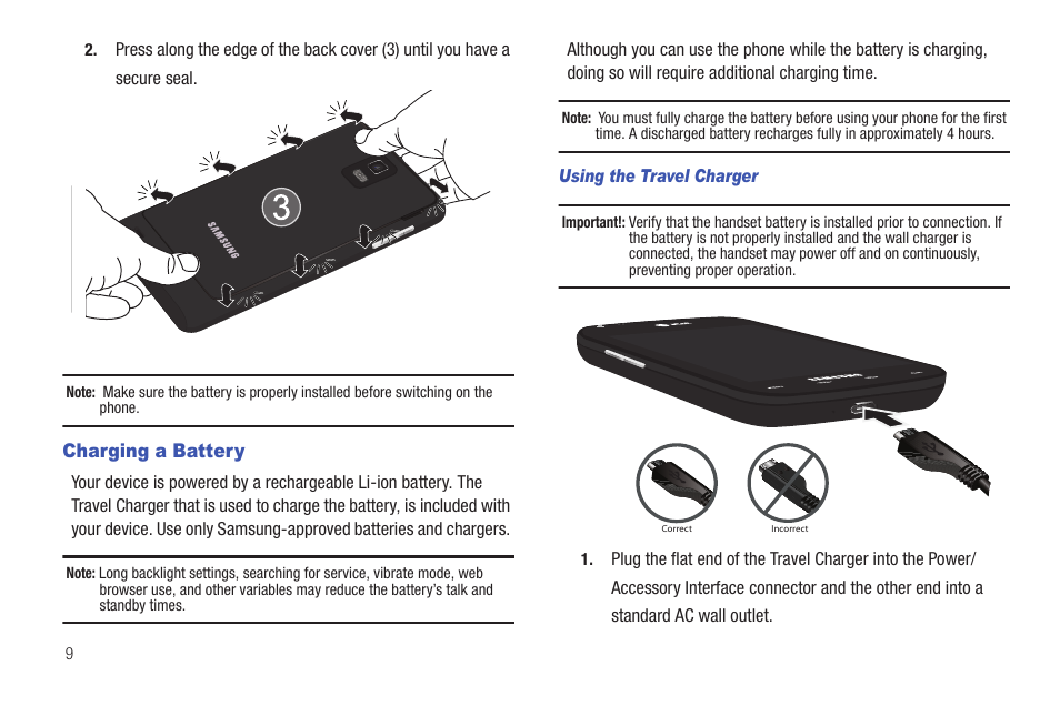 Charging a battery | Samsung SGH-I997ZKAATT User Manual | Page 14 / 205