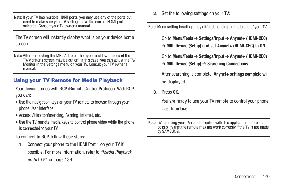 Using your tv remote for media playback | Samsung SGH-I997ZKAATT User Manual | Page 145 / 205
