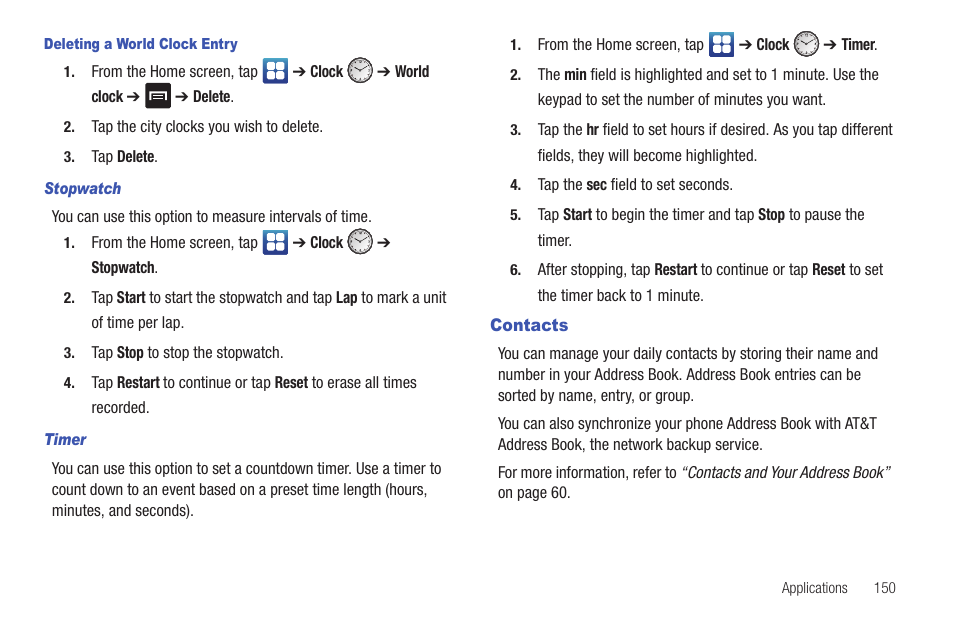 Contacts | Samsung SGH-I997ZKAATT User Manual | Page 155 / 205