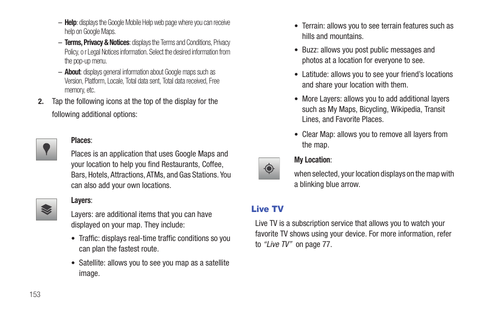 Live tv | Samsung SGH-I997ZKAATT User Manual | Page 158 / 205