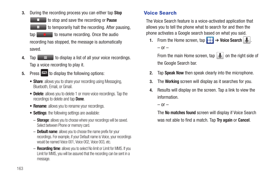 Voice search, For more | Samsung SGH-I997ZKAATT User Manual | Page 168 / 205