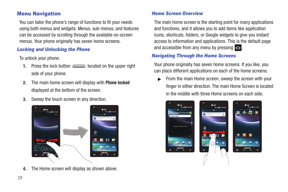 Menu navigation | Samsung SGH-I997ZKAATT User Manual | Page 34 / 205