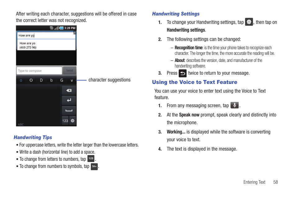 Using the voice to text feature | Samsung SGH-I997ZKAATT User Manual | Page 63 / 205