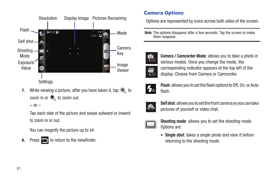 Camera options | Samsung SGH-I997ZKAATT User Manual | Page 86 / 205