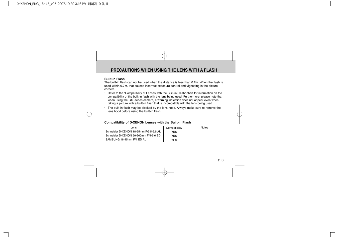 Precautions when using the lens with a flash | Samsung EZ-DLENS023-E1 User Manual | Page 21 / 28