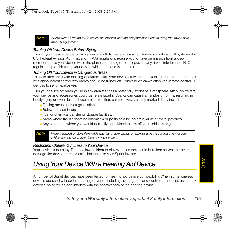 Using your device with a hearing aid device | Samsung SPH-M800PRBSPR User Manual | Page 110 / 125