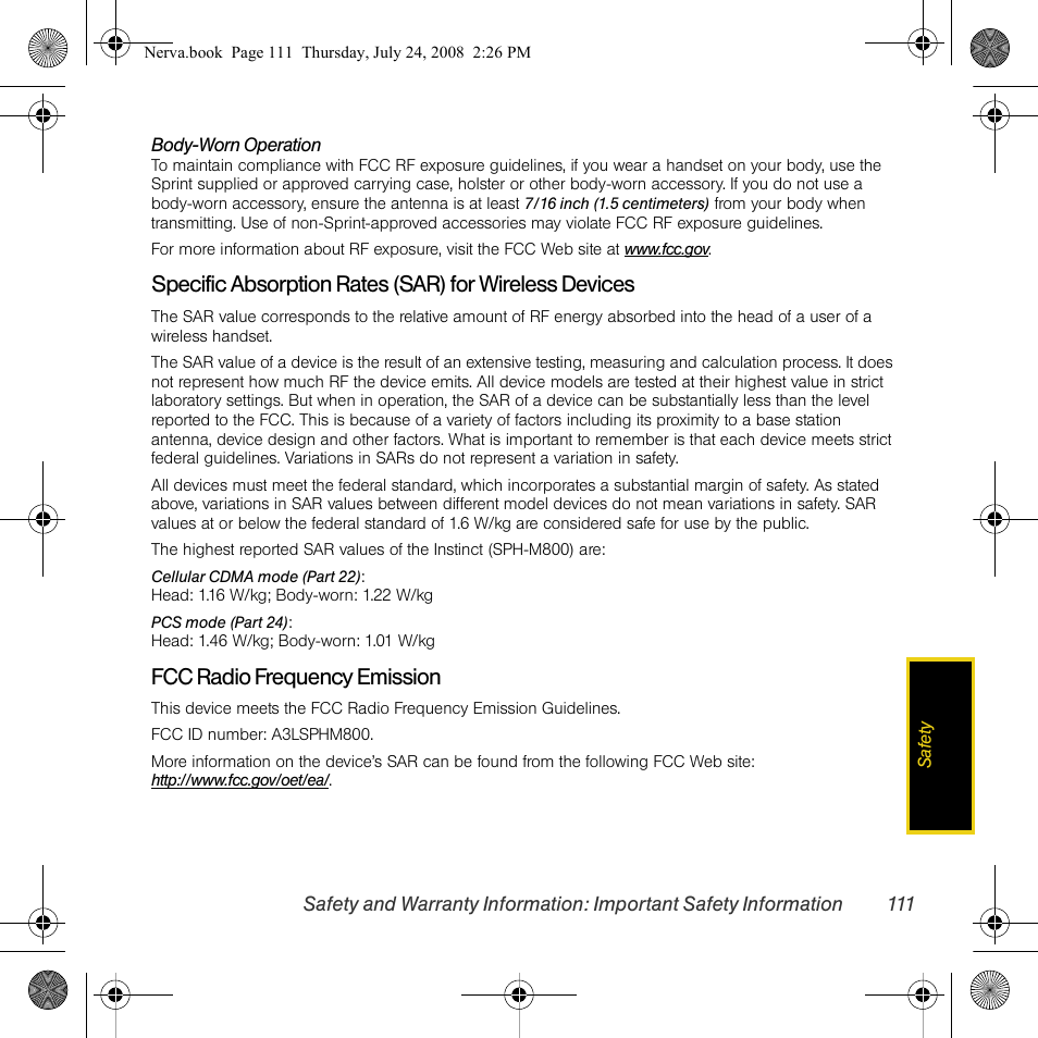 Fcc radio frequency emission | Samsung SPH-M800PRBSPR User Manual | Page 114 / 125