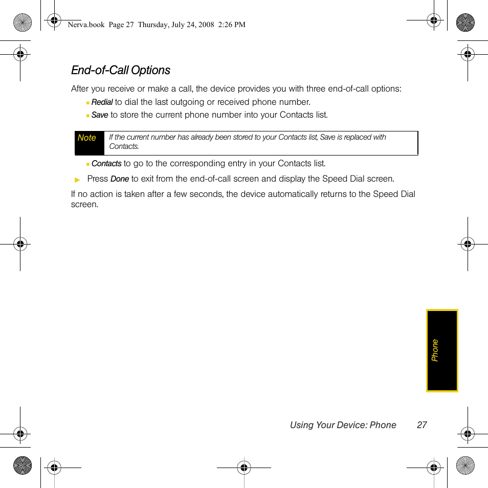 End-of-call options | Samsung SPH-M800PRBSPR User Manual | Page 30 / 125