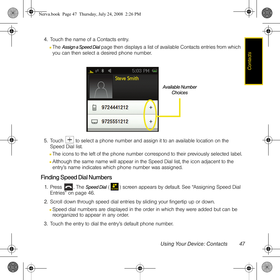 Finding speed dial numbers | Samsung SPH-M800PRBSPR User Manual | Page 50 / 125