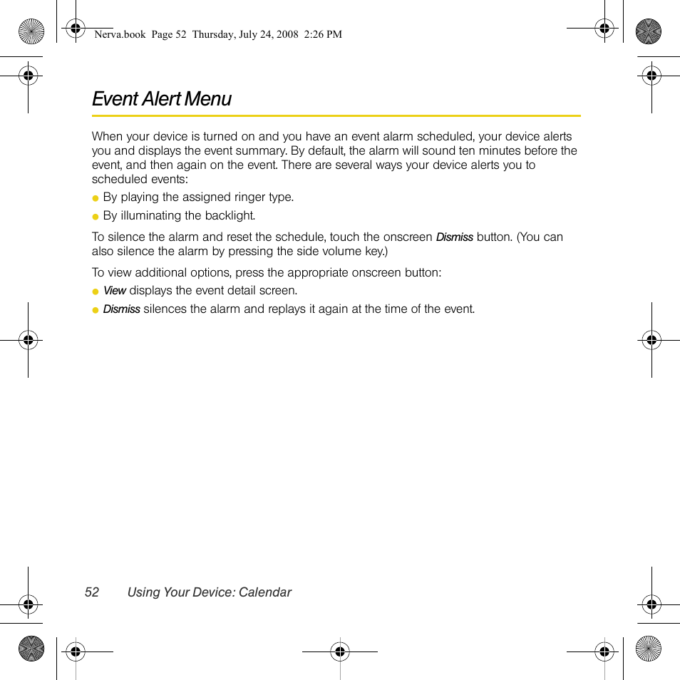 Event alert menu | Samsung SPH-M800PRBSPR User Manual | Page 55 / 125