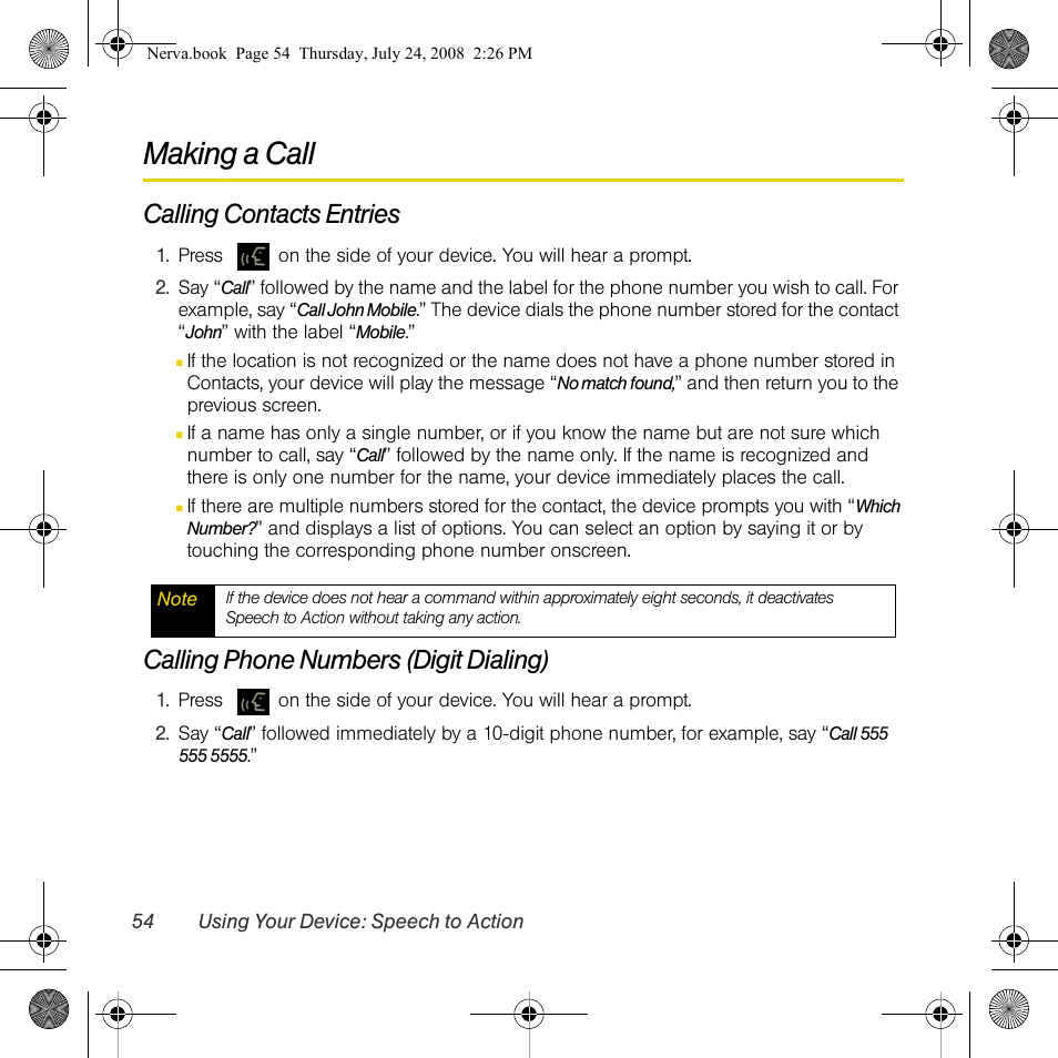 Making a call, Calling contacts entries, Calling phone numbers (digit dialing) | Samsung SPH-M800PRBSPR User Manual | Page 57 / 125