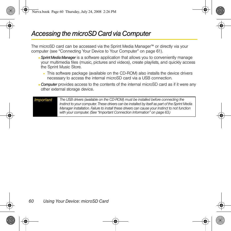 Accessing the microsd card via computer | Samsung SPH-M800PRBSPR User Manual | Page 63 / 125
