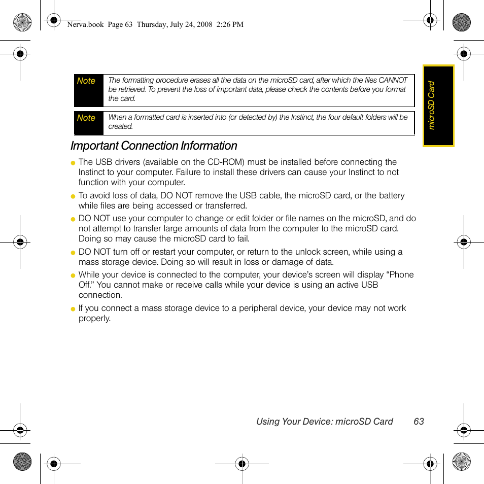 Important connection information | Samsung SPH-M800PRBSPR User Manual | Page 66 / 125