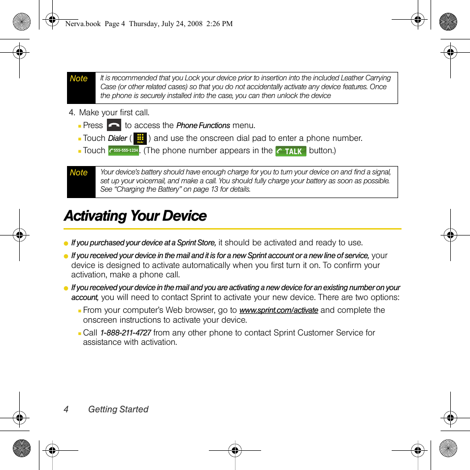Activating your device | Samsung SPH-M800PRBSPR User Manual | Page 7 / 125