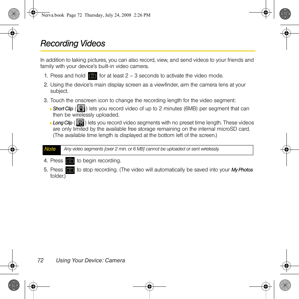 Recording videos | Samsung SPH-M800PRBSPR User Manual | Page 75 / 125