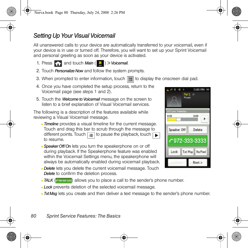 Setting up your visual voicemail | Samsung SPH-M800PRBSPR User Manual | Page 83 / 125