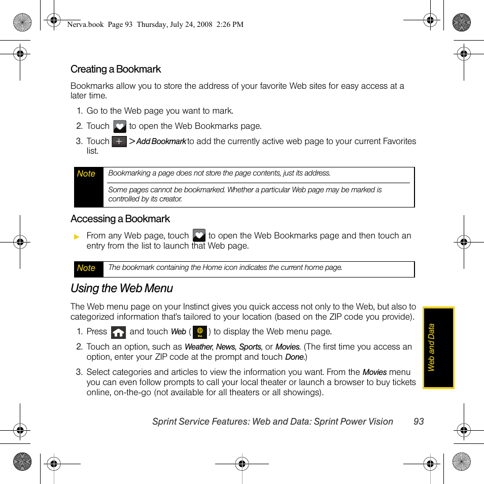 Using the web menu | Samsung SPH-M800PRBSPR User Manual | Page 96 / 125