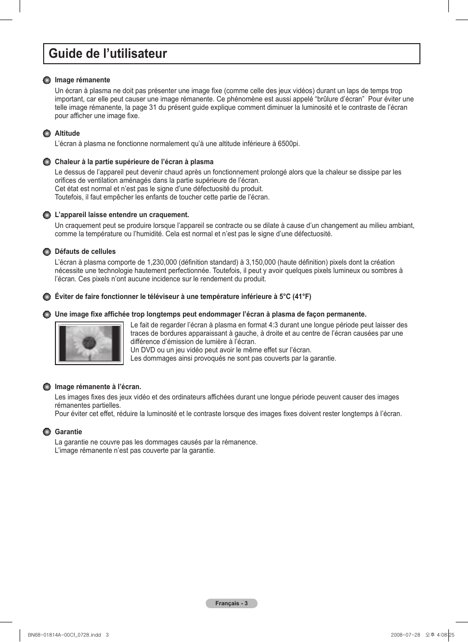 Guide de l’utilisateur | Samsung PN50A400C2DXZA User Manual | Page 142 / 209