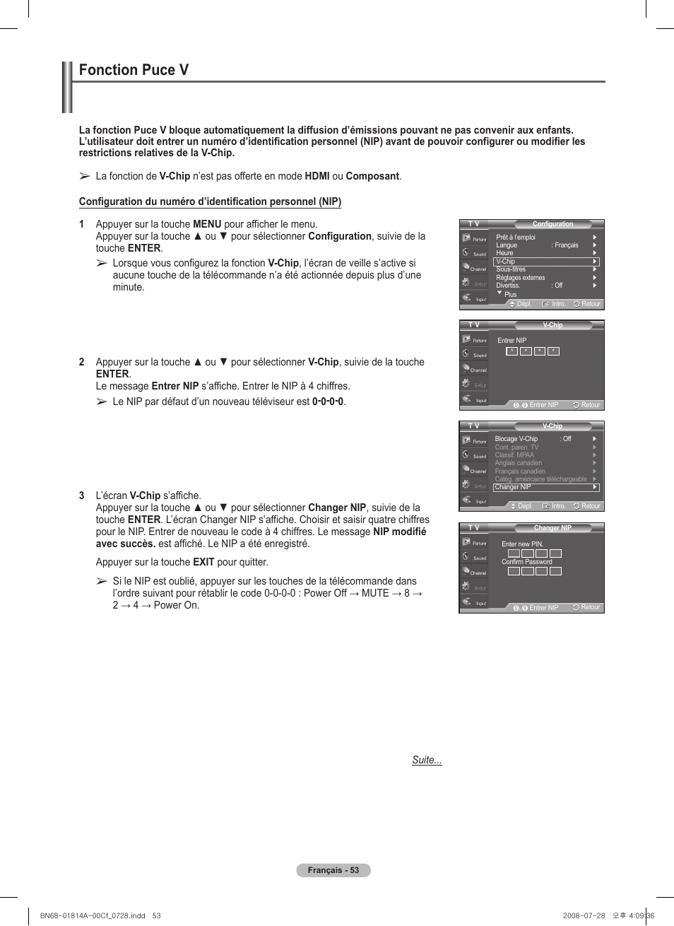 Fonction puce v | Samsung PN50A400C2DXZA User Manual | Page 192 / 209