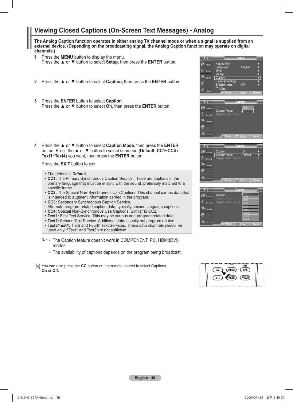 Samsung PN50A400C2DXZA User Manual | Page 49 / 209