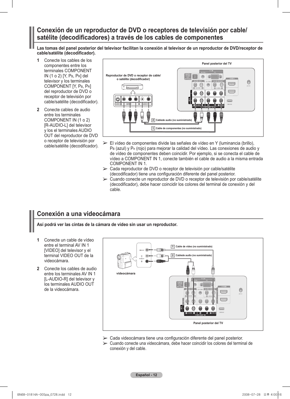 Conexión a una videocámara | Samsung PN50A400C2DXZA User Manual | Page 81 / 209