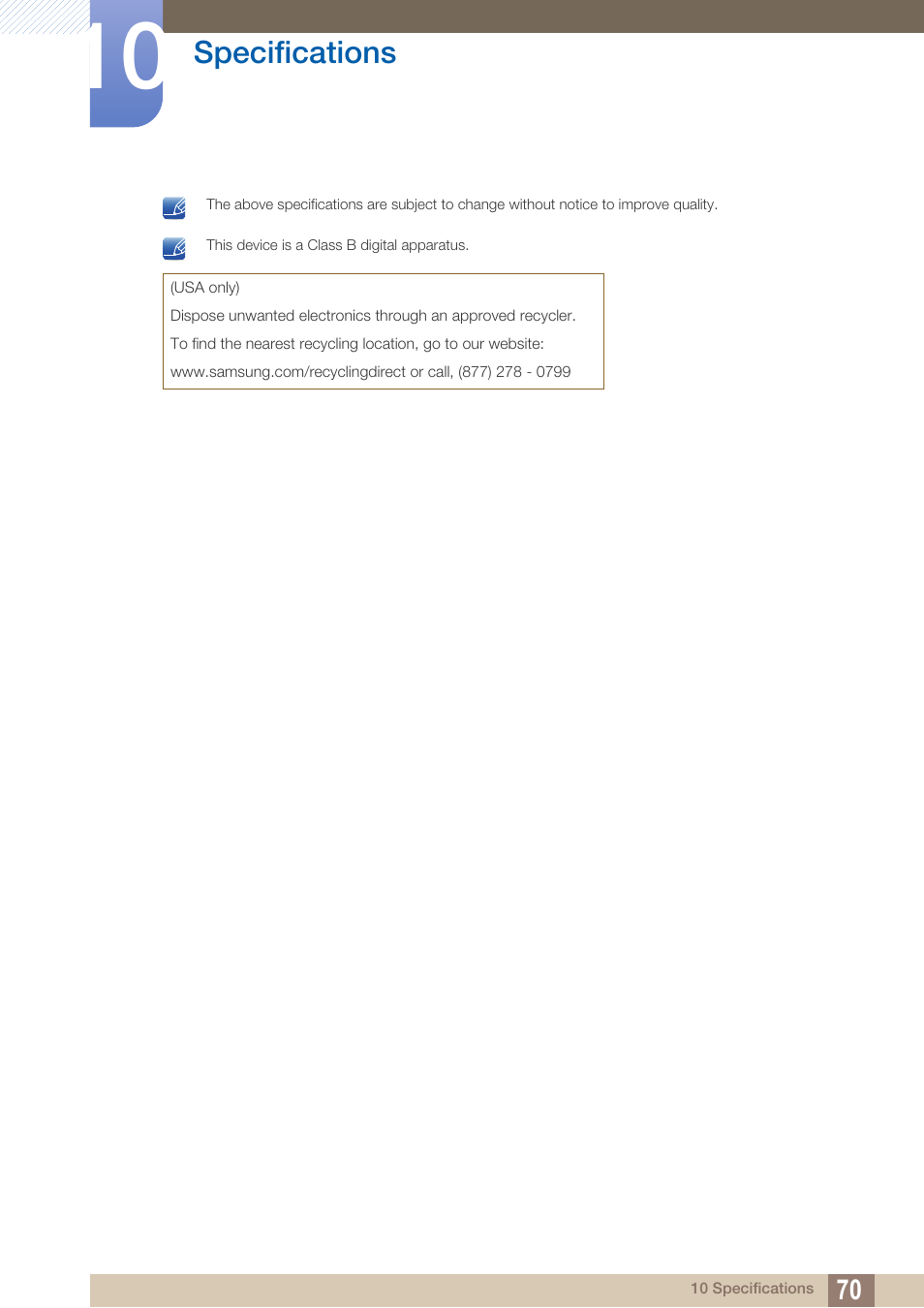 Specifications | Samsung LS24B150BL-ZA User Manual | Page 70 / 86