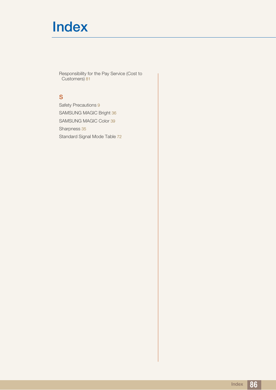 Index | Samsung LS24B150BL-ZA User Manual | Page 86 / 86