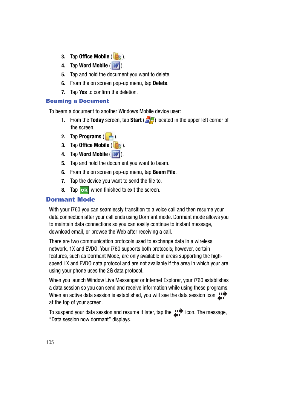 Dormant mode | Samsung SCH-I760ZKAVZW User Manual | Page 108 / 191