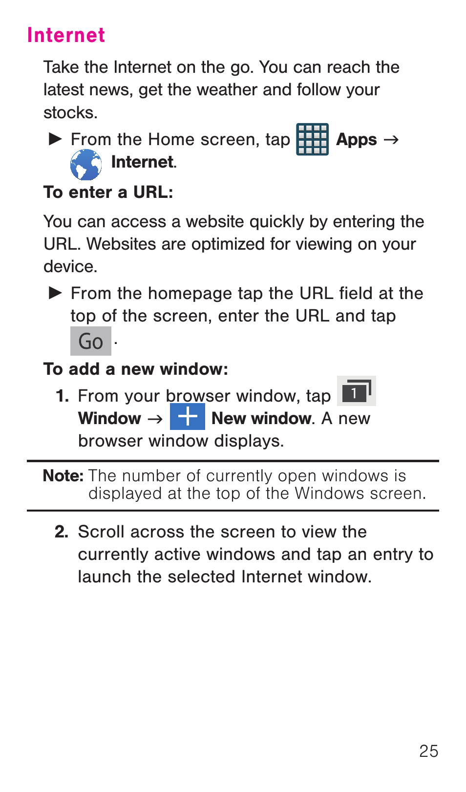 Internet | Samsung SM-G386TZKATMB User Manual | Page 26 / 36