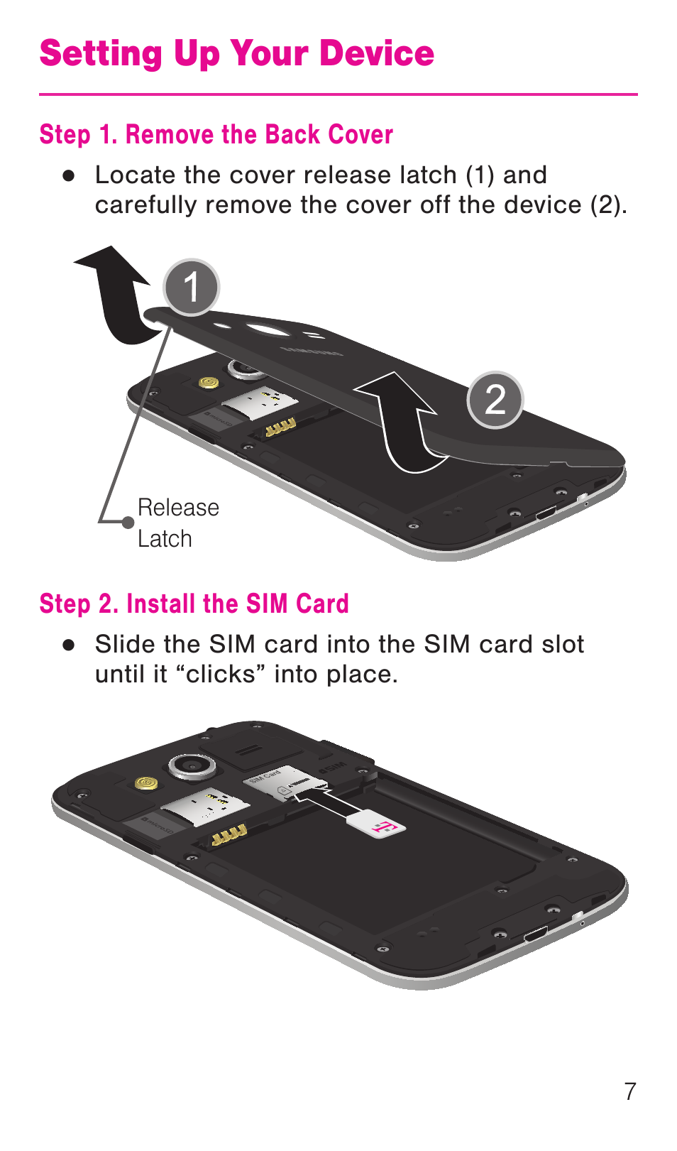 Setting up your device | Samsung SM-G386TZKATMB User Manual | Page 8 / 36