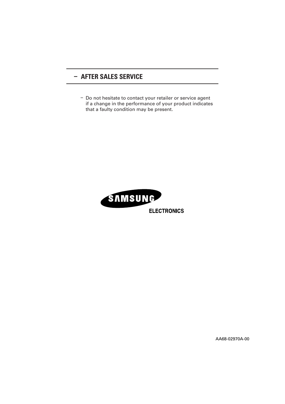 After sales service | Samsung CW29M064N2XXEC User Manual | Page 40 / 40