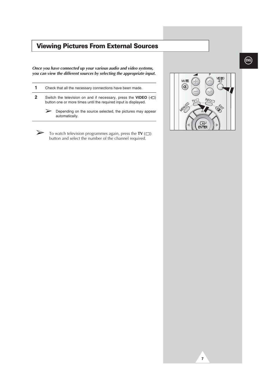 Viewing pictures from external sources | Samsung CW29M064N2XXEC User Manual | Page 7 / 40