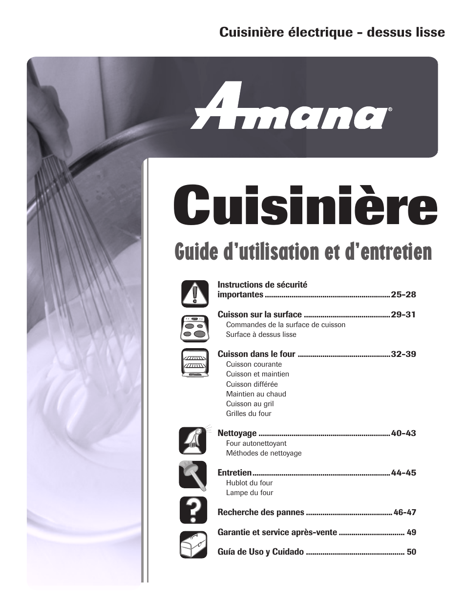 Cuisinière, Guide d’utilisation et d’entretien | Amana Smoothtop User Manual | Page 25 / 76