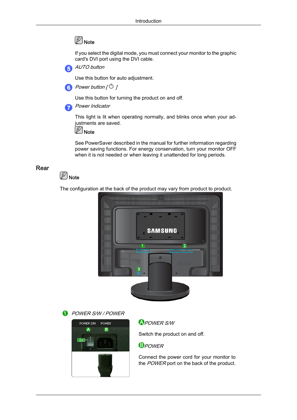 Rear | Samsung LS24KIZKFV-ZA User Manual | Page 12 / 56