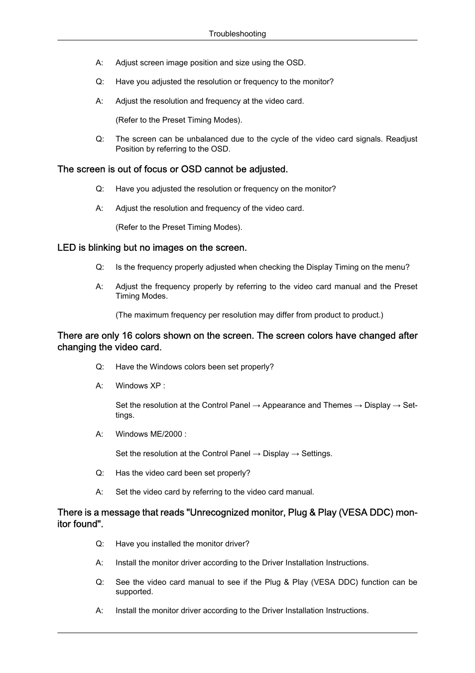 Led is blinking but no images on the screen | Samsung LS24KIZKFV-ZA User Manual | Page 39 / 56