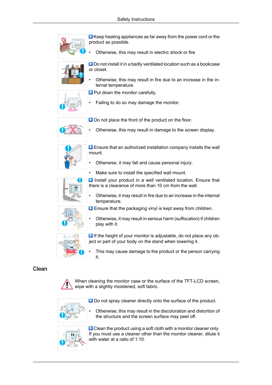 Clean | Samsung LS24KIZKFV-ZA User Manual | Page 4 / 56