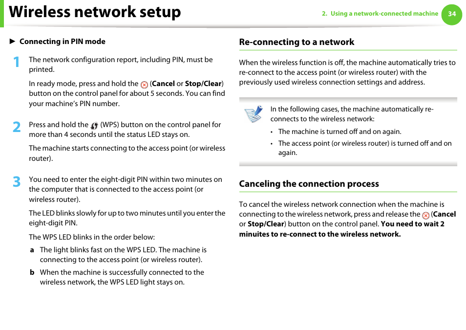 Wireless network setup | Samsung ML-2955ND-XAA User Manual | Page 124 / 230