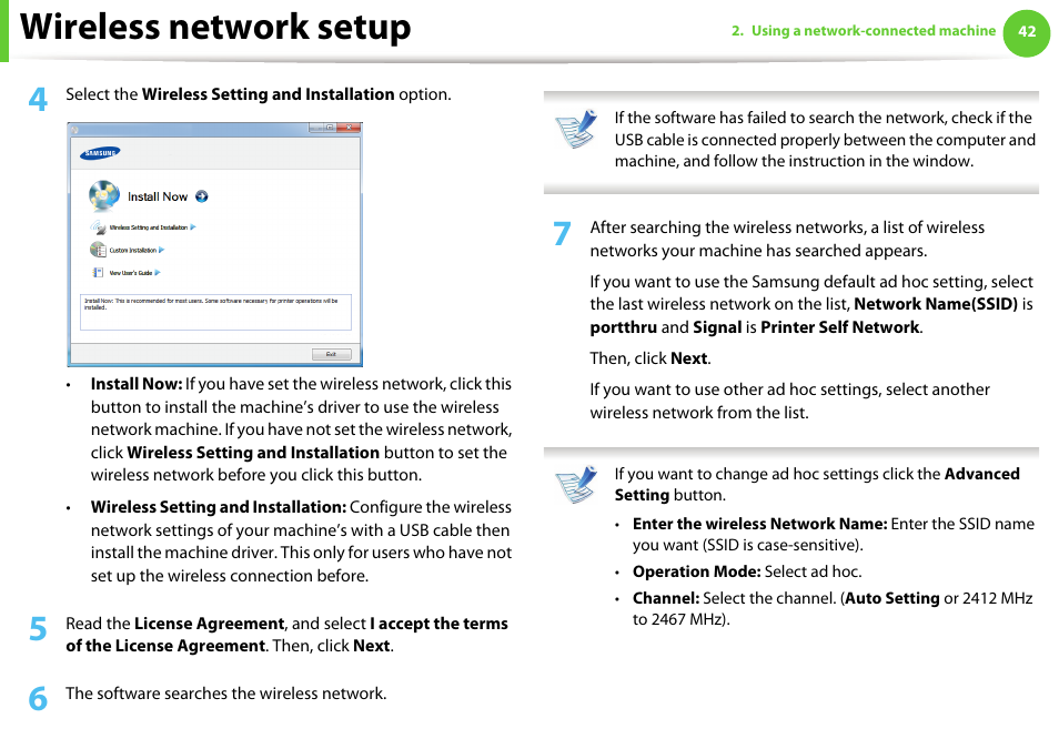 Wireless network setup | Samsung ML-2955ND-XAA User Manual | Page 132 / 230